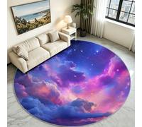 Nebula Universe Round Rug 90 cm, Multicolour Starry Sky Floor Mat | Dreamy Galaxy Cosmic Circle Carpet, Soft Non-Skid Low Pile Base, Magic Bedroom Rug for Kids Nursery & Student Flat