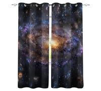 Nebula Vortex Blackout Window Curtain Panel, Space Theme Curtains, W182 x L213 CM Set of 2 Panels Thermal Insulation Curtains With Grommet for Bedroom Living Room Windows Office Study