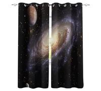 Nebula Vortex Planets Blackout Window Curtain Panel, Space Theme Curtains, W117 x L229 CM Set of 2 Panels Thermal Insulation Curtains With Grommet for Bedroom Living Room Windows Office Study