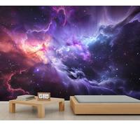 Nebula Wall Mural Colorful Milky Way Starry Sky Mural Vibrant Purple Pink Nebula Wallpaper Outer Space Themed Murals for Bedroom Living Room 200 x 140 cm