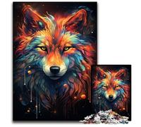 Nebula Wolf's Colorful Psychedelic Jigsaw Puzzles 1000 Pieces for Adults Impossible Jigsaw Puzzles for Adults Interactive Family Game DIY Home Decor Brain Challenge Gift 1000 PCS(75x50cm)