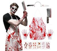 NebulaGlam Butcher Costume, Halloween Costumes For Men, Horror Bloody Apron, Adult & Teen One Size Fits All for Cosplay Halloween