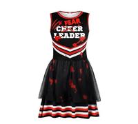 NebulaGlam Children's Cheerleader Costume Halloween, Zombie Cheerleader Costume, Girl Scary Bloody Cheerleader Costume for Halloween Dress Up Parties (S)