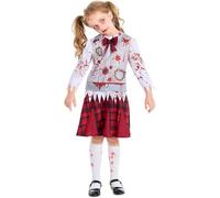 NebulaGlam Halloween Zombie Costume for Girls, School Girl Zombie Costume for Kids, Halloween Costumes For Girls (M)
