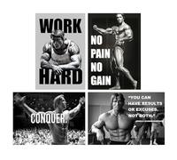 NebulaNova Arnold Schwarzenegger Canvas Posters (Set of 4) Body Building Motivation Poster - Wall Art for Gym, Office Decoration, Decorations, No Frame, 12 x 18 inches (30 x 45 cm)