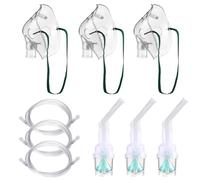 Nebuliser Kit 3 Pack with Nebuliser Mask Inhaler Chamber 2m Soft Tubing Nebuliser Replacement Set for Adults Universal Compatibility with Most Nebuliser Machine