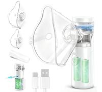 Nebuliser Machine for Adults & Kids,Silent Nebuliser for Kids with 2 Masks and Mouthpiece, Rechargeable Portable Nebuliser for Adults & Kids, Handled Nebulizer for Home (Bone White)