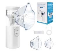 Nebuliser Machine for Adults, Rechargeable Portable Nebuliser for Adults & Kids, Silent Nebuliser for Kids with 2 Masks and Mouthpiece, Handled Nebulizer for Home (White)