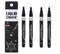 Nebulith 4PCS Silver Metallic Chorme Paint Pens,2 Different Sizes of Silver Liquid Chrome Markers,Mirror Effect Single Colors Permanent Liquid Chrome Pen,Touch Up Markers Mirror Effect,(0.7mm/1mm)