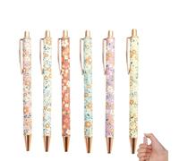 Nebulith 6 PCS Floral Art Ballpoint Pens,1.0 Mm Black Ink Retractable Ballpoint Pens Smooth Writing Pen,Fashionable Personalized Floral Art Ballpoints,Stationery Set