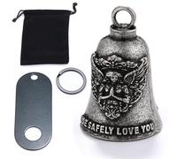 Nebulith Motorcycle Bell Guardian Angel,Premium Durable Good Luck Biker Bell,Guardian Bell for Motorbikes,Silver Bells with Hanger,Key Chain Rings and Organizer Bag