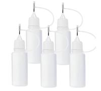 Nebulixq 5-Pack 10ml Dropper Bottle Set with Needle Tip, Precision Applicator Bottle Dispensers for Wood Glue and Liquid Glue, Refillable Squeeze Bottles with Caps for Quilling, Ink, Paint