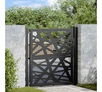 Nebuln Black Steel Garden Gate 100 x 100 cm with Laser Cut Light Design, Lockable Gate for Garden Entrance, Driveway Gate and Property Access