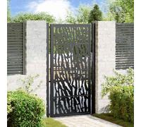 Nebuln Garden Gate Black 100 x 175 cm Steel with Laser Cut Design, Lockable Entrance Gate for Garden Entrance, Fence System, Property Access and Driveway Gate, Includes Mounting Accessories