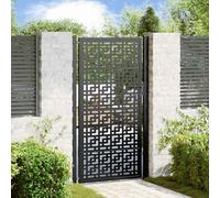 Nebuln Garden Gate Black Steel 100 x 175 cm with Cross Design, Single Wing Gate Entrance Gate for Property Access, Fence System, Yard Driveway, with Lock, Hinge and Mounting Accessories