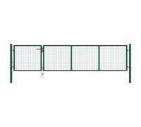 Nebuln Steel Garden Gate with Wire Mesh Green 350 x 75 cm Adjustable with Lock and Handle Ideal for Property Access, Fence System, Driveway Gate, Garden Entrance and Gate