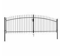 Nebuln Woerden Double Door Garden Gate with Spear Point, Powder Coated Steel, 400 x 199.5 cm, Includes Hinge and Key, Sturdy Gate for Property Access and Yard Driveway