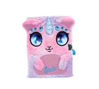 Nebulous Stars 12512 - Stella Plush Diary, 21 x 16 cm, Pink/Lilac with Heart Shaped Padlock, Cute Plush Animal Design, Unicorn