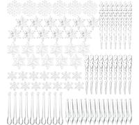 NEBURORA 100 Pcs Transparent Acrylic Snowflake Icicle Pendant Christmas Tree Icicles Snowflake Decorations set Christmas Party Decorations Winter Outdoor Supplies Home Decor