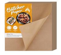 NEBURORA 100Pcs Brown Butcher Paper Sheets, 12 x 12 inch, Uncoated, Unwaxed, BPA Free, Disposable, Ideal for Smoking Meats