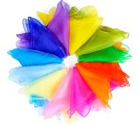 NEBURORA 12 Pcs Juggling Scarves Square Colorful Play Scarve for Dance Magic Tricks Performance Props Music Movement Scarf Accessories 12 Colors