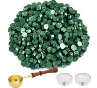 NEBURORA 200 Pcs Sealing Wax Beads, Various Colour Options for Wax Seal Stamp, with Wax Spoon and 2 Tea Candles,Octagon Wax Seal Kit for Invitations Cards Envelopes Wine Packages Gift Wrapping