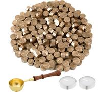 NEBURORA 200 Pcs Sealing Wax Beads, Various Colour Options for Wax Seal Stamp, with Wax Spoon and 2 Tea Candles,Octagon Wax Seal Kit for Invitations Cards Envelopes Wine Packages Gift Wrapping