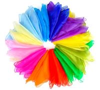 NEBURORA 24 Pcs Juggling Scarves Square Colorful Play Scarve for Dance Magic Tricks Performance Props Music Movement Scarf Accessories 12 Colors