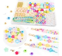 NEBURORA 324 Pcs Colorful Beaded Keychain Making Kit DIY Keychain Crafts