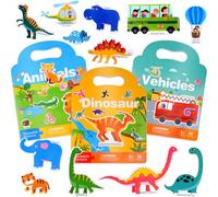 NEBURORA 3D Reusable Puffy Sticker Book for Kids, 264 Pcs Animal, Dinosaur, Vehicle, Ocean, Space Stickers, Travel & Home Use, Multicolor, TPE Material, Sticker Book