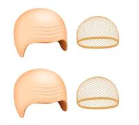 NEBURORA 4 Pcs Thick Bald Cap Halloween Latex Wrinkle Bald Caps for Adults Women Men Wig Cap Costume for Halloween Makeup Cosplay Accessories Nude