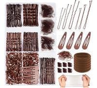 NEBURORA 466 Pcs Dance Hair Accessories Kit Bobby Pins and Hair Neis Set Elastic Rubber Bands Brown Ballet Bun Maker and Dance Competitions Hair Styling Tools with Storage Box