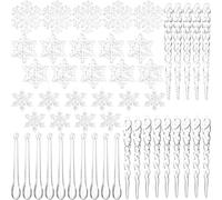 NEBURORA 50 Pcs Transparent Acrylic Snowflake Icicle Pendant Christmas Tree Icicles Snowflake Decorations set Christmas Party Decorations Winter Outdoor Supplies Home Decor