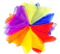 NEBURORA 6 Pcs Juggling Scarves Square Colorful Play Scarve for Dance Magic Tricks Performance Props Music Movement Scarf Accessories 6 Colors