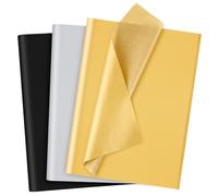 NEBURORA 60 Sheets Black Gold Silver Tissue Paper Metallic Tissue Paper Bulk for Gift Bags Wrapping Art Paper for DIY Graduation Birthday Wedding Christmas Party Gift Packing Decoration
