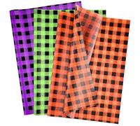 NEBURORA 60 Sheets Halloween Tissue Paper 14 x 20inch Orange Green Purple Buffalo Plaid Wrapping Paper for DIY Craft Gift Bags Halloween Party Supplies