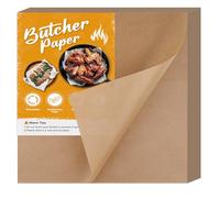 NEBURORA 60Pcs Brown Butcher Paper Sheets, 12 x 12 Inch, Uncoated, Unwaxed, Disposable, Smoke Trapping, Steam Releasing, Ideal for Smoking, Resting, Serving, Storing Meats