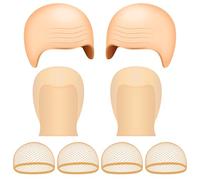 NEBURORA 8 Pcs Bald Cap Halloween Latex Thick Wrinkle Bald Caps for Adults Women Men Wig Cap Costume for Halloween Makeup Cosplay Accessories