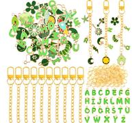 NEBURORA Bag Charms Kit Lip Gloss Keychain Making Kit,56 Cute Charms 10 Keychain Clips with Key Chain Hooks and 100 Jump Ring Jewelry Making Kit for DIY Women Gifts Craft Supplies（Green