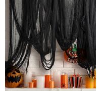 NEBURORA Halloween Creepy Gauze Cloth 85x394inch Large Size Black Scary Spooky Cloth Halloween Party Decorations for Decorating Indoor and Outdoor Haunted House Horror Decorations