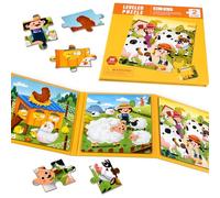 NEBURORA Magnetic Puzzles for Toddlers, Educational Travel Toys Car Plane Activities For Kids, 48 pieces Learning Magnet Puzzles for Road Trip, Kids Birthday Gifts