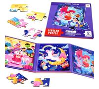 NEBURORA Magnetic Puzzles for Toddlers, Educational Travel Toys Car Plane Activities For Kids, 48 pieces Learning Magnet Puzzles for Road Trip, Kids Birthday Gifts