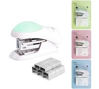 NEBURORA Mini Effortless Desktop Staplers with 400 Standard 26/6 Staples, 2-24 Sheet Capacity, Includes Built-in Staple Remover, Cute Stapler Gift for Student and Office Use, 3 Colors Options (Green)