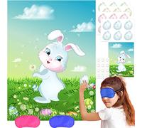 NEBURORA Pin the Tail on The Bunny With 24Pcs Bunny Tails Age 3+, Happy Easter Party Game for Kids Party Decoration Supplies
