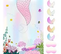 NEBURORA Pin The Tail on The Mermaid with 24 PCS Tails,Mermaid Theme Birthday Party Games for Kids