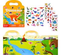 NEBURORA Reusable Puffy Sticker Book for Kids, 88 Pcs Dinosaur Sticker, Kids Plane Activities Travel Stickers and Educational Learning Toy Scenes Stickers Birthday Gifts