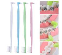 Neburosa End Tuft Toothbrush Set, 4 Pack Small Head Soft Trim Orthodontic Toothbrush for Braces, Interdental Brush for Hard to Reach Areas, Multicolor (White/Pink/Green/Blue)