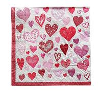 Neburosa Heart Paper Napkins, 20 Pack 3-Ply Disposable Serviettes for Valentine's Day Wedding Party, Love Heart Printed Decorative Table Napkins, Pink