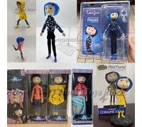 NECA Anime Coraline Doll Articulated Anime Figure Raincoat Sweater In Striped Shirt Toy LA Girl Decoration Model Bithday Gifts D