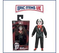 NECA Billy The Puppet Saw Movie 6 Inch Scale Clothed Action Figure, Black Suit with Red Bow Tie, Collector Display with Game or Treat Bag